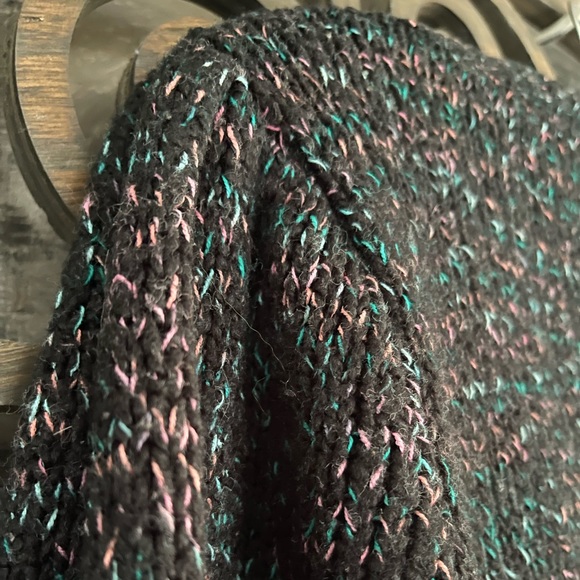 90s Sweater Crop Black Pastel Specks Puff 3/4 Sleeves Whimsy Fairy Goth - Picture 4 of 16